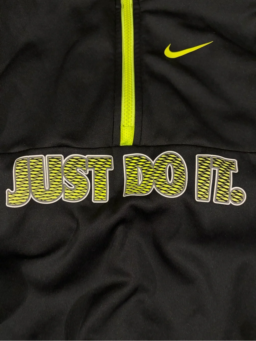 Nike Black & fluorescent Yellow Kids' Dri-FIT Half-Zip Hoodie - Just Do It